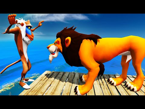 Simba,Pumbaa,Mufasa,Scar,Kiara,Rafiki,Timon dive into the water through a Pipe GTA 5 | THE LION KING