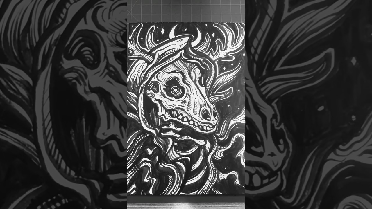 ✖️🍂✖️ freehand woodland friend #ink #brush #painting #abominous #art #freehand #artwork