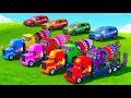 🌈🚓🚒TRANSPORTING POLICE CARS, AMBULANCE, FIRE TRUCK, COLORFUL CARS WITH FARMING SIMULATOR 22! #3