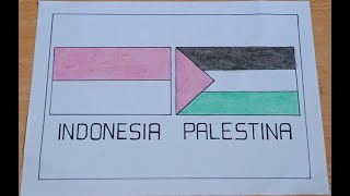 Cara membuat gambar bendera negara PALESTINA Dan INDONESIA