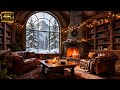 Ultimate Cozy Winter Jazz ❄️ Snowy Lakeside Library Ambience for Reading, Study &amp; Relax, No Ads