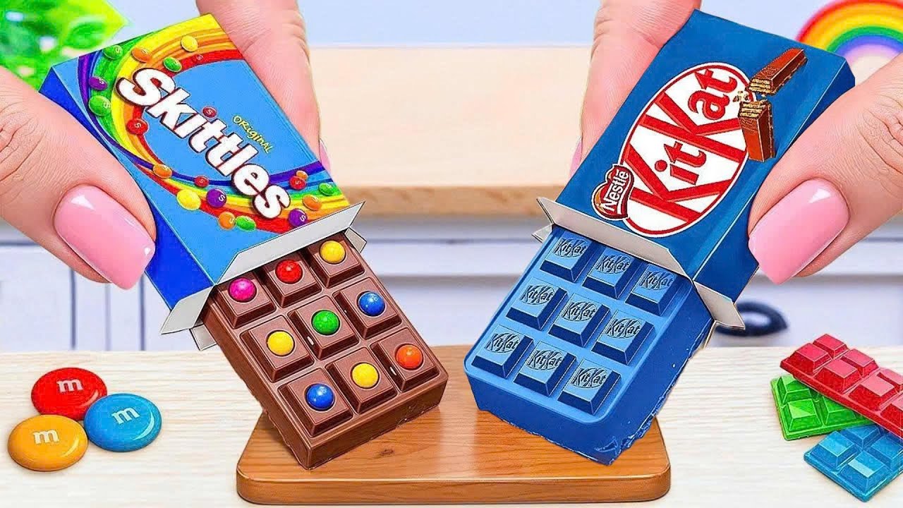 Satisfying Mini RAINBOW Skittles vs BLUE KitKat 🌈🍫 Best Chocolate Cake Decorating