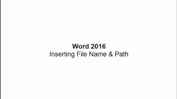 How to Insert a File Name and Path in a Word document