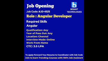 Angular Job Openings in Chennai | Work From Home | Besant Technologies Job Updates