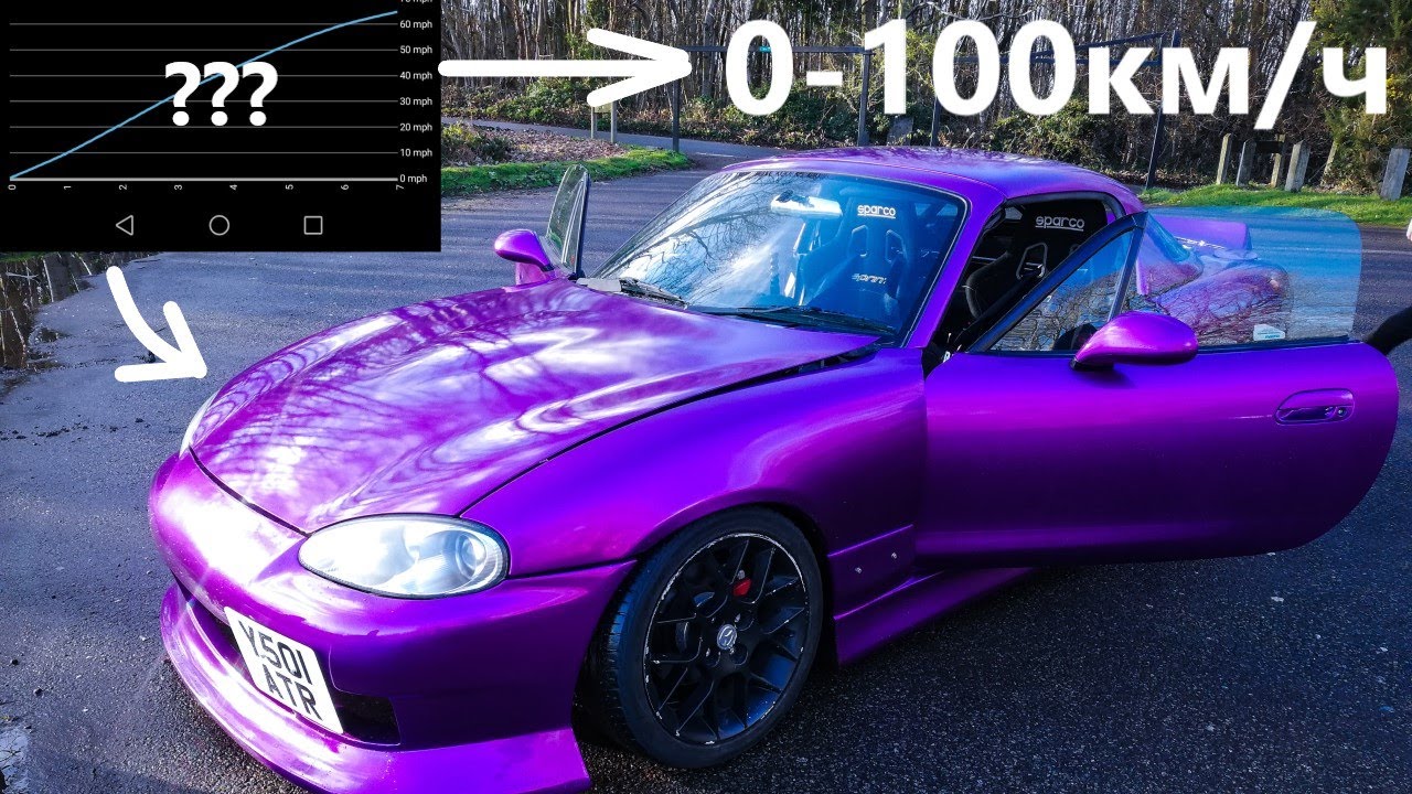 Турбо Мазда Миата разгон 0-100 км/ч - YouTube