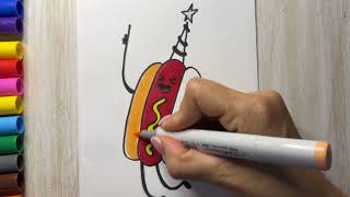 How to draw a birthday Hotdog