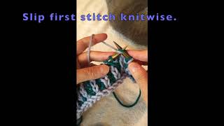 Brioche: 2 Stitch Right Leaning Decrease   Continental