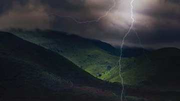 Mountain Thunderstorm | Distant Train Whistle | Wind, Rain | Black Screen | Loop For All Night Play