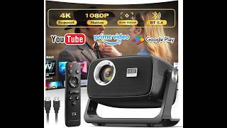 [Built in APP &amp; Auto Focus] Native 1080P 4K Support Projector with Bluetooth 5.4 and Wifi 6