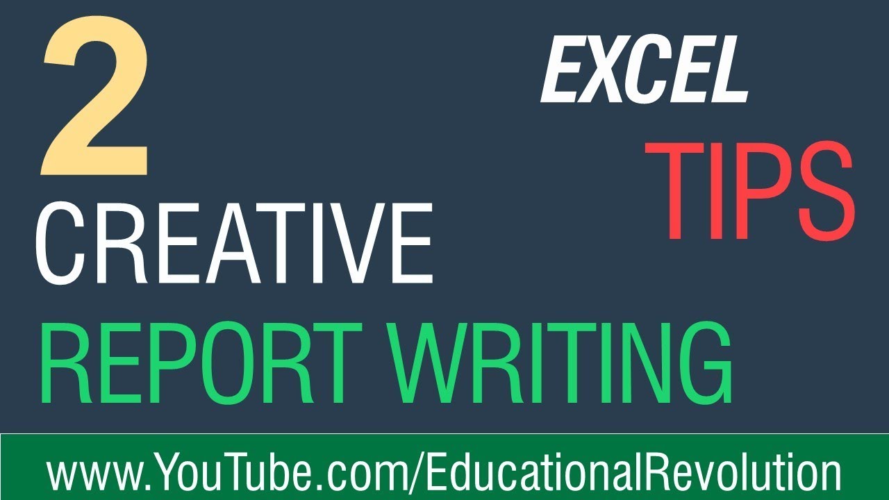 2 Creative Report Writing ~ Excel Tips - YouTube