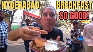 MINDBLOWING STREET FOOD BREAKFAST IN HYDERABAD 🇮🇳 BEST EVER