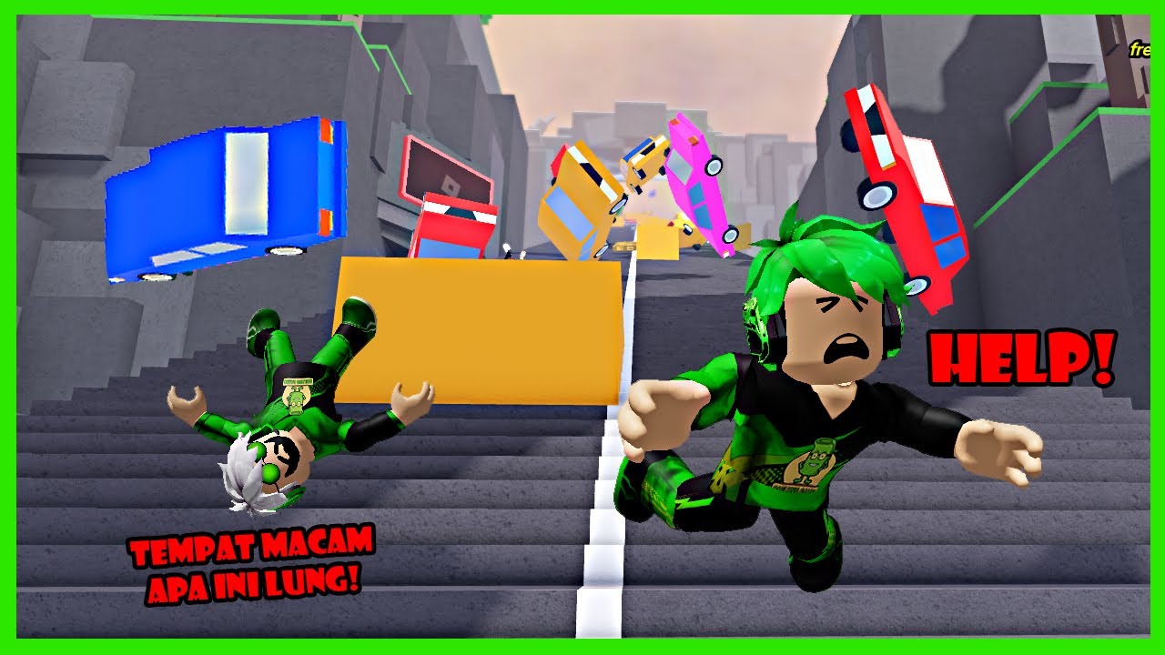 Darlung & Wak Darlung Naik Ratusan Anak Tangga Tapi Dihujani Ratusan Mobil Di Roblox