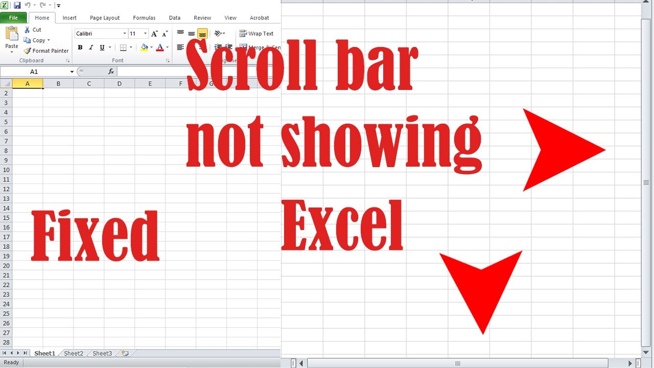 Scroll bars not showing in Excel - Fixed - YouTube