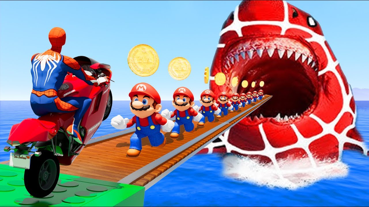 الرجل العنكبوت انقاذ باتمان Spider-Man Rescue Mario vs Peach Princess funny Game GTA 5 superheroes