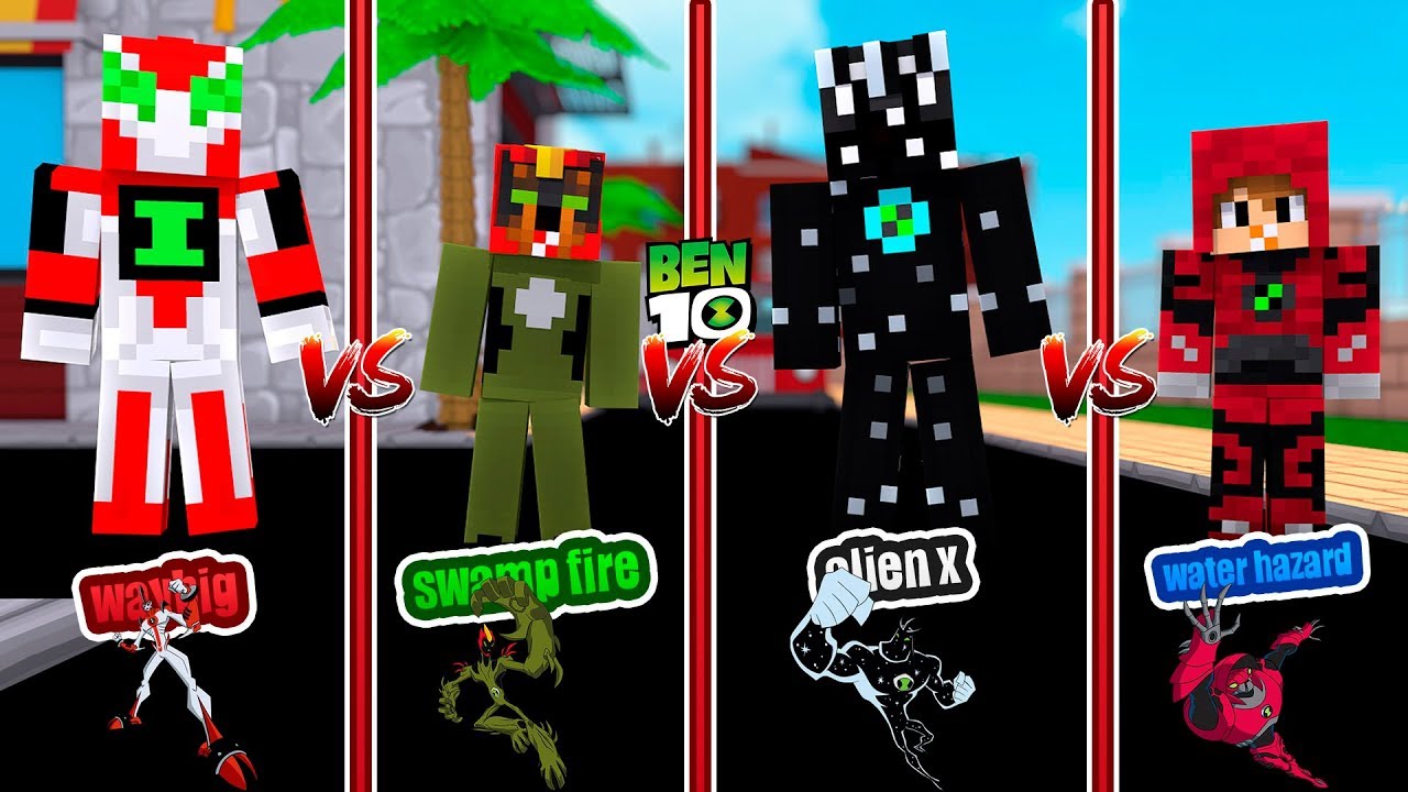 games people play Minecraft BEN 10 VS - SWAMPFIRE vs WAYBIG ( RoPo ) vs ALIEN X (DONUT) - WHO IS THE STRONGEST