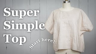Detailed Sewing Tutorial For A Beginner : Simple Linen Top, Bias Binding Neckline【Free Pattern】