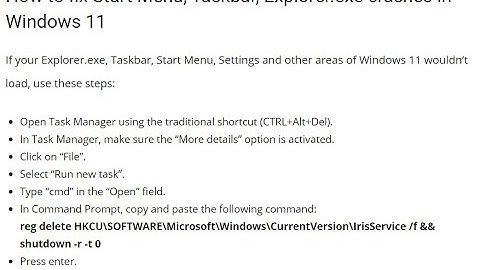 Crashing Start Menu, Taskbar, Explorer.exe Fixed In Windows 11