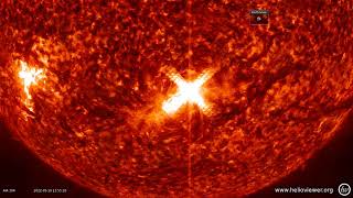 X1 Class solar Flare on AR 3006 - SDO AIA 304 (2022-05-10 12:26:29 - 2022-05-10 15:25:53 UTC)