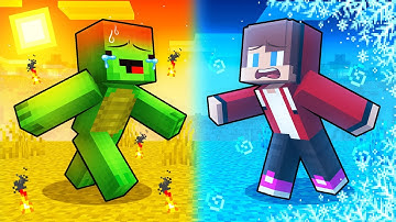 JJ and Mikey: LAVA vs WATER Elemental Battle in Minecraft - Maizen
