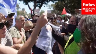ProPalestinian And ProIsrael Protesters Face Off At UCLA In Los Angeles, California