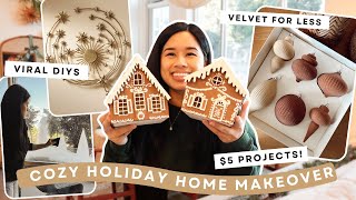 *holiday home makeover* DECORATING W/ BUDGET DIY DECOR! | gingerbread house, velvet ornaments