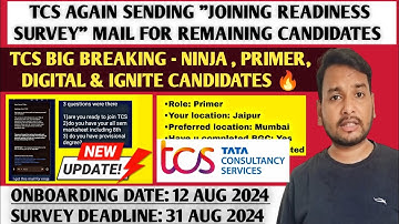 TCS Joining Readiness Survey Breaking Update 🔥 | Joining Letter | TCS Latest Interview Results | OL