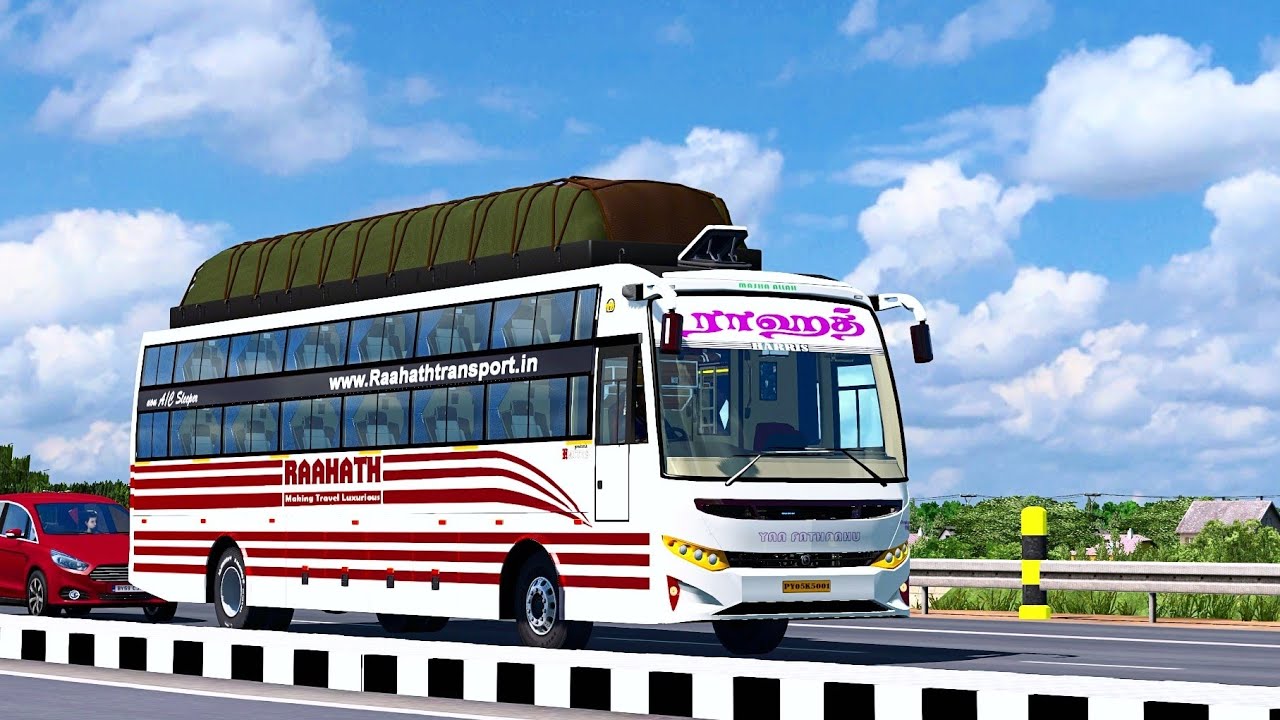 Raahath Transport Vega non A/C Bus trip on Trans Java Map | Ets2 gameplay