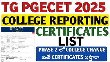 PGECET College Reporting Certificates List@StudentUpdates247 