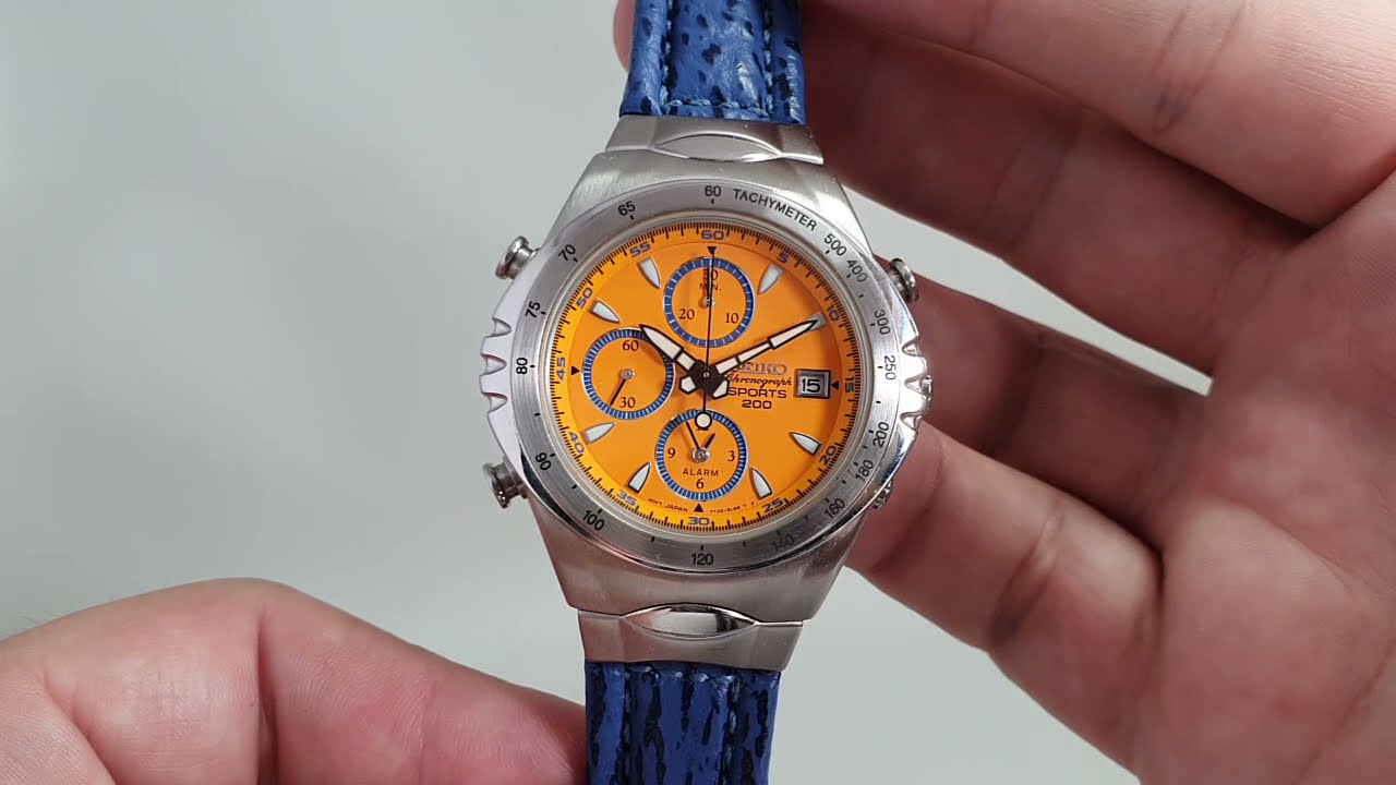 1996 Seiko Sports 200 Giugiaro men's vintage chronograph watch. Model 7T32-6H60 - YouTube