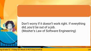 Java Programming Grade 12  - Friday Q3 Week 8 #ETUlayLevelUp