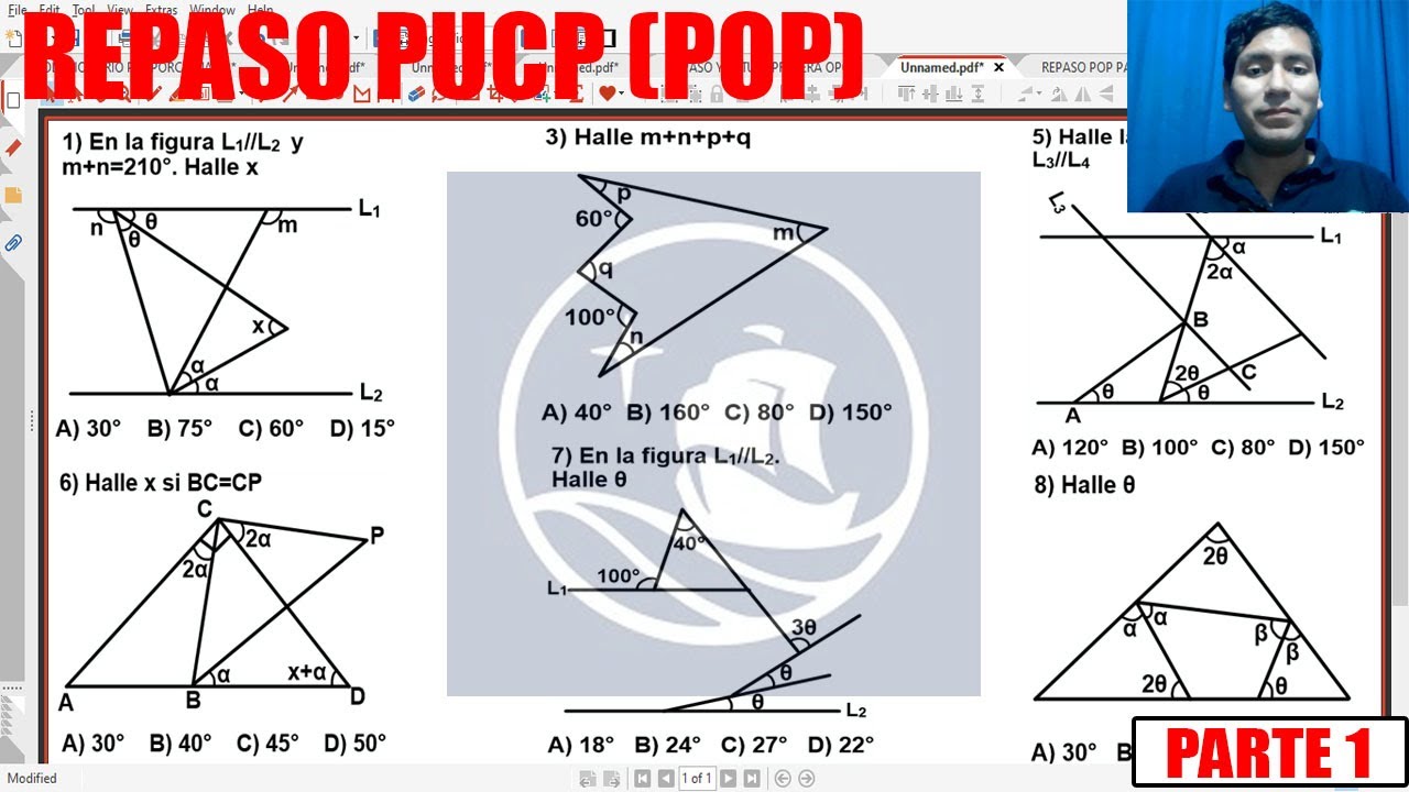 REPASO ADMISION PRIMERA OPCION PUCP (POP) GEOMETRÍA SEGMENTOS-ÁNGULOS-TRIÁNGULOS