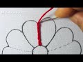 New Hand Embroidery Amazing Heart Shape Flower Design Herringbone Stitch Needle Work Easy Tutorial