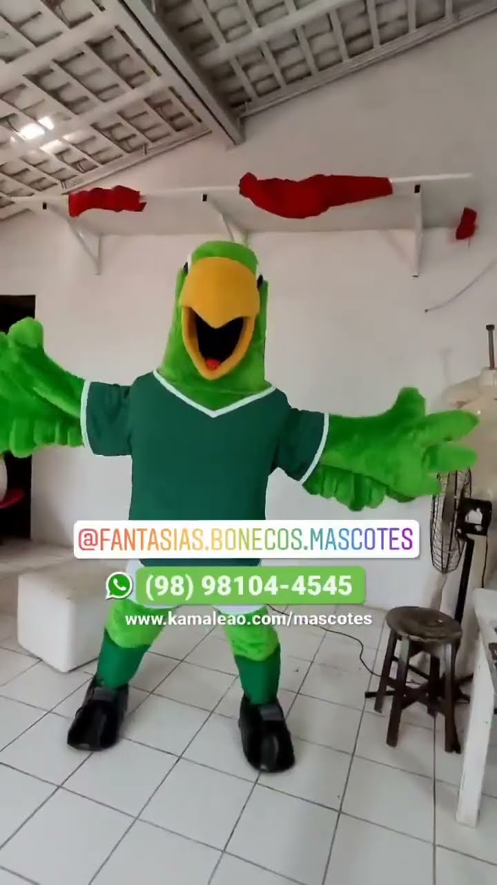 MASCOTE - Fantasia de Papagaio Verde