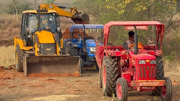 JCB And Mahindra Sonalika Tractor Joking 😃 Mud Loading Part2 JCB 3DX backhoe Tractor Working Video 