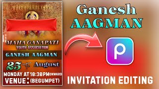 Ganesh Aagman banner invitation photo editing 📸 in PicsArt telugu watch the full tutorial 👇 screenshot 4