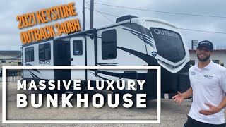 High End Bunkhouse Travel Trailer  2021 Keystone Outback 340BH Walkthrough