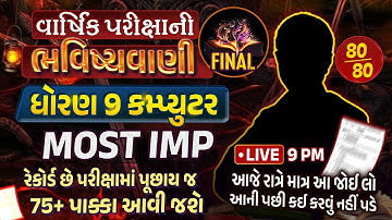 Std 9 Computer Final Exam Paper Imp 2024 | Varshik Pariksha ભવિષ્યવાણી 2024 | Computer imp Que