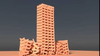 Blender3D Kapla plank collapse physics simulation