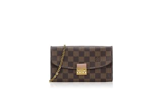 Louis Vuitton Damier Ebene Croisette Chain Wallet Rose Ballerine