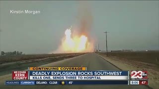 Kern county fire officials say one person is dead and 3 others are
injured after a piece of large farm equipment made contact with gas
line in southwest ba...