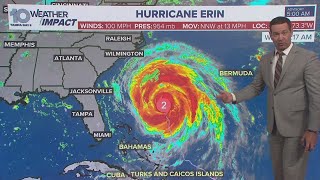 Hurricane Erin continues moving as Category 2 storm, brings dangerous surf to East Coast