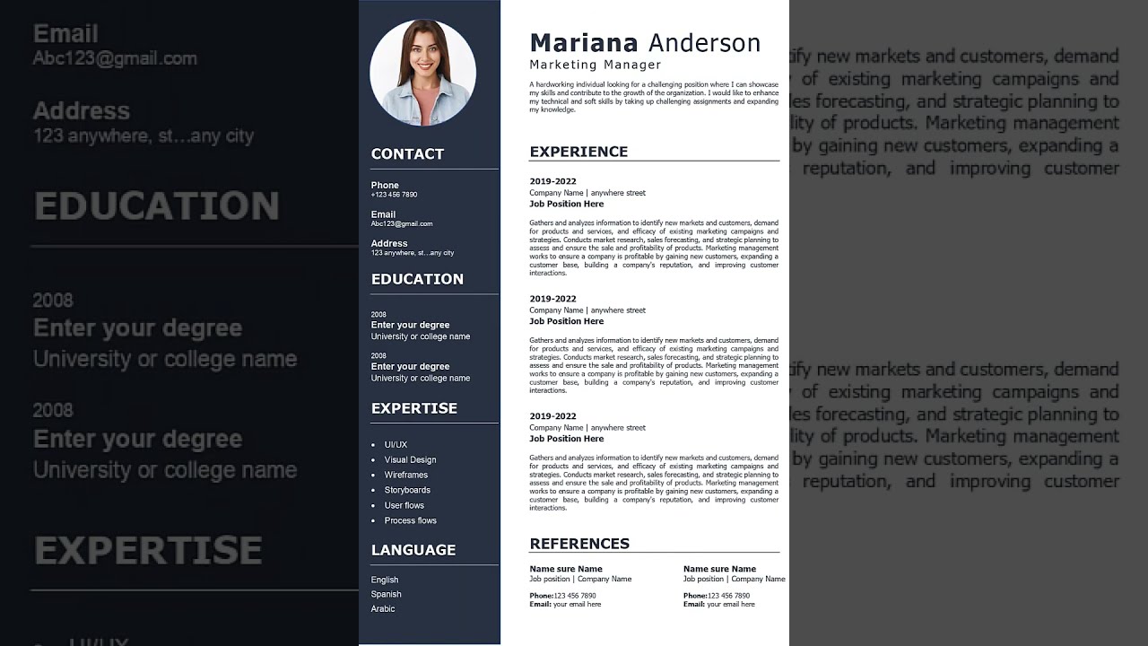 Simple And Modern CV Template Create For Free