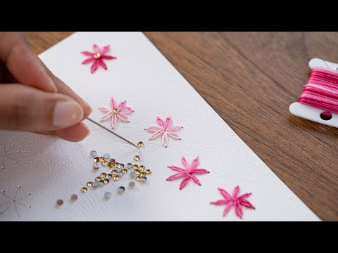 Handmade Card Idea - Embroidered Flower Card for Beginners