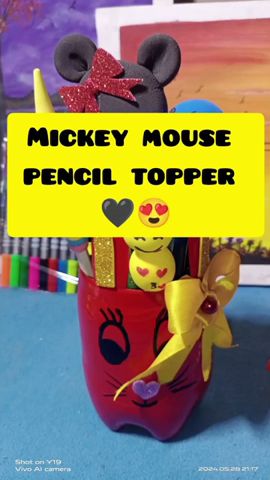 mickey mouse pencil topper😍🖤 #diy #kidscraft #shorts #howtomake #howtocreate