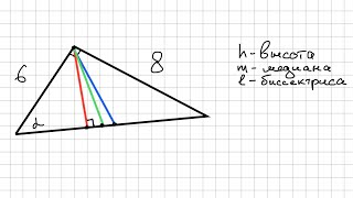Медиана, биссектриса и высота. Прямоугольный треугольник.