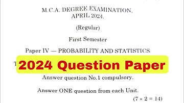 1sem MCA Probability And Statistics Question Paper 2024 MCA Exam 1st Semester Exams Preparation 2025