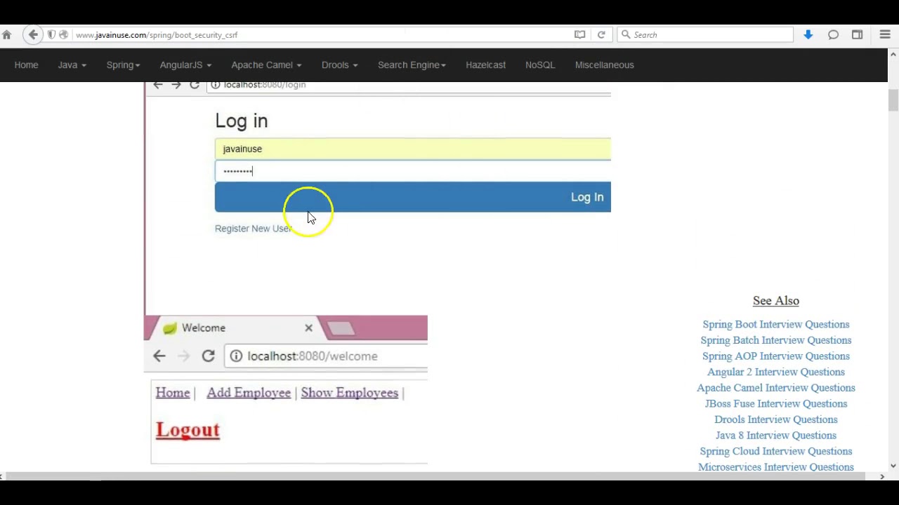 Curl token. Spring Security logout.