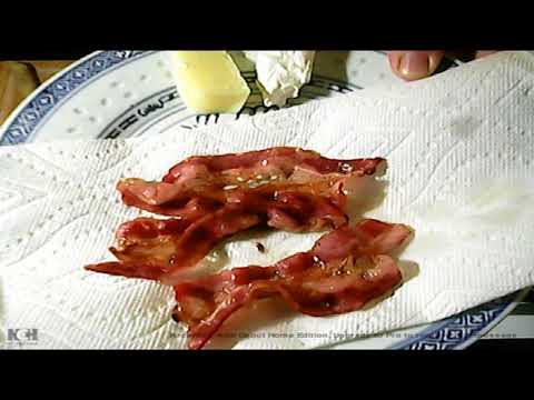 Creme Cheese Scrambled Eggs with sausage and beef bacon