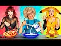 Grandma VS Pikachu VS Vampire Cooking Challenge! Color Food Challenge!
