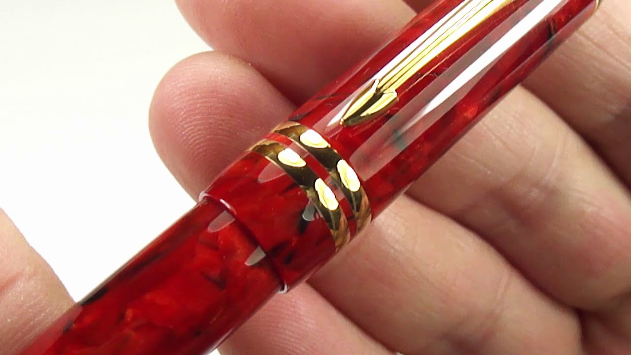 PARKER DUOFOLD INTERNATIONAL IN RED JASPER FOUNTAIN PEN - YouTube